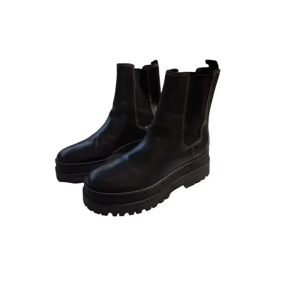 Marc Fisher Womens size 9 Pauline Chelsea Gothic Platform Chunky Leather Boots - Picture 4 of 12